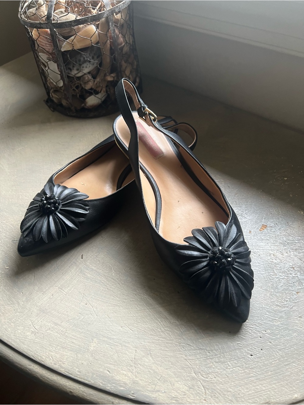 Isaac Mizrahi Pointed-Toe Flats with Floral Accent